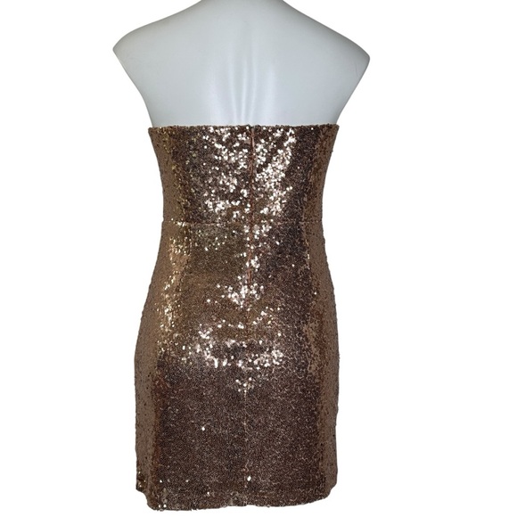 Lulus gold strapless bodycon sequin dress large - Picture 2 of 6